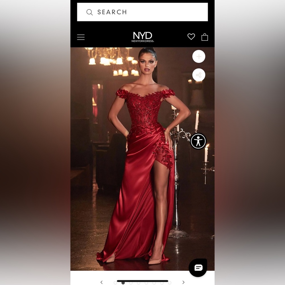 3D Fitted Floral Corset Slit Gown by Ladivine CD0186